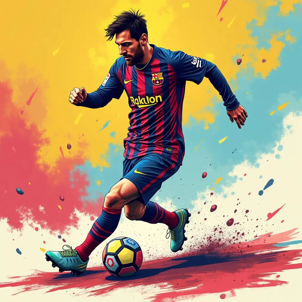 Messi usando a camisa do Barcelona em campo